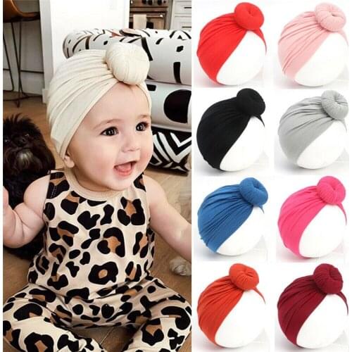 New Arrival Baby Boy Girl Toddler Headband Turban Knot Hat Beanie Cap Winter Warm Cap Solid Hair Accessories