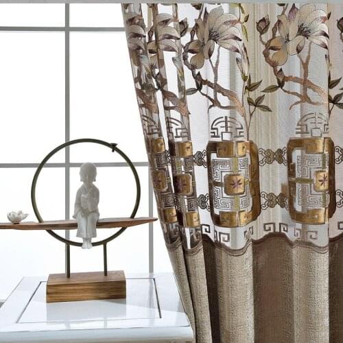 The new Chinese luxury embroidery semi-shade curtains for Living Room high quality custom finished curtains for Bedroom/Kitchen