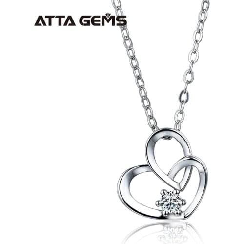 New Popular Moissanite Diamond Test Past D Color Moissanite Heart Pendant Necklace Silver 925 Original Gemstone 925 Silver Chain