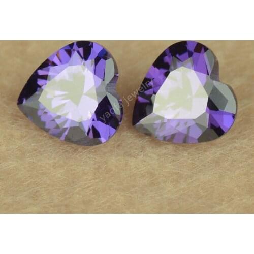 Wholesale 2*2~15*15mm 5A Dark Red Violet Color Heart Cut CZ Stone Loose Cubic Zirconia Lab Synthesis Purple Gems For Jewelry