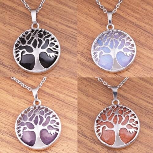 Tree of life Natural stone Necklace Pendant MOM GRANDMA woman girls NE572