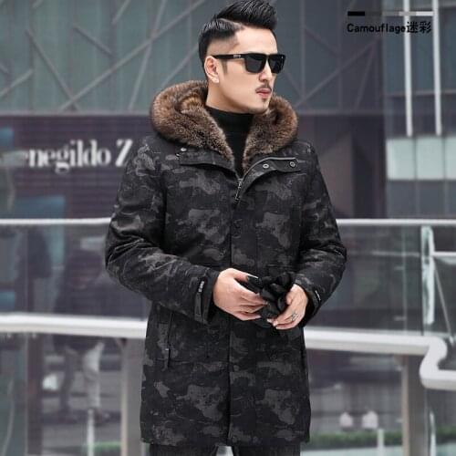 Real Fur Coat Men Raccoon Fur Coat Korean Raccoon Fur Collar Winter Jacket Men Real Fur Parka Plus Size Casaco 1-19-6 YY1157