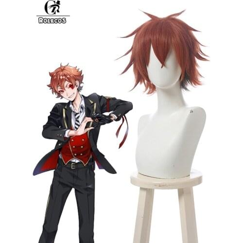 ROLECOS Ace Trappola Cosplay Wigs Short Hair Cosplay Game Twisted Wonderland Ace Wigs 28CM Brown Hair Halloween Headwear