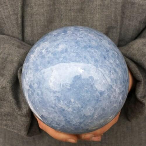 Natural BLUE Calcite Quartz Crystal Sphere Ball Healing