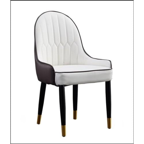 Simple Dining Chair Nordic Postmodern Light Luxury Leather Art European Single Back Leather Chair High End Dining Chair Designer