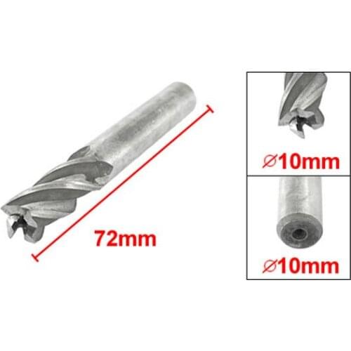 10mm x 22mm Cutting Straight Shank 4 Flutes End Mill Cutter 2pcs