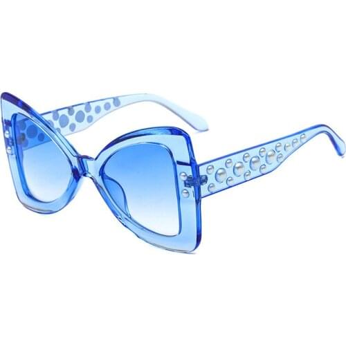 Luxury Pearl Butterfly Sunglasses Women Retro Brand Designer 2020 Leopard Pink Black Cat Eye Sun Glasses For Women New Year