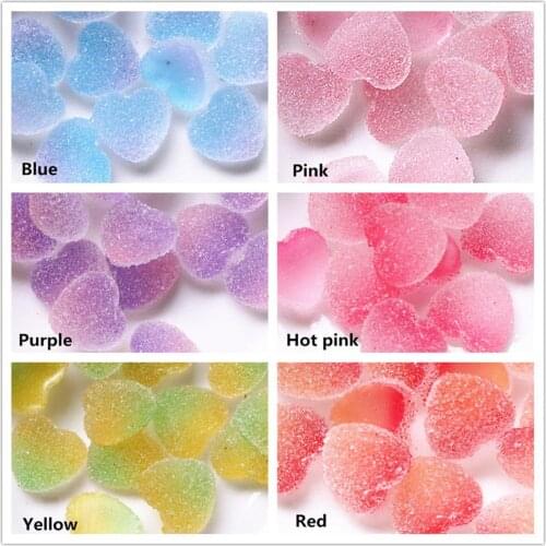 SUGAR HEARTS CANDY- 50 piece set Soft jelly gummis Kawaii Decoden Nail Charms 10x10mm Kawaii Heart Candy Nail Art Charms 10X10mm
