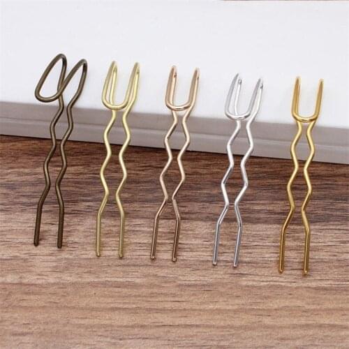 5pcs/lot 70mm Length U shape Hair Combs Accessories Silver Color Hairpin Hair Wear Hairclips Vintage Barrette Jewelry Findings