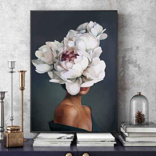 Modern Abstract Picture Sexy Flower Lady Wall Art Canvas Painting Posters Canvas Prints Painting for Livingroom Wall Decoration