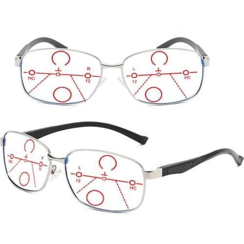 Al-mg Alloy Carbon Fiber Ultralight Progressive Multifocal Reading Glasses +0.75 +1 +1.25 +1.5 +1.75 +2 +2.25 +2.5 +2.75 To +4