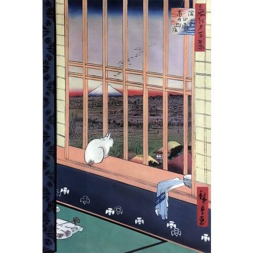 Japanese Landscape Painting Hiroshige Asakusa Ricefields and Torinomachi Festival, No. 101 from One Hundred Famous Views of Edo