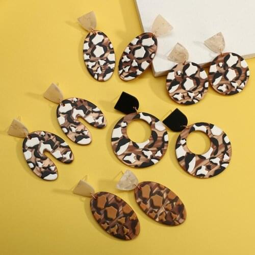 AENSOA Women Acrylic Drop Earrings Chocolate Cream Pattern Geometric Pendant Earrings Trendy Dangle Earring Statement Jewelry