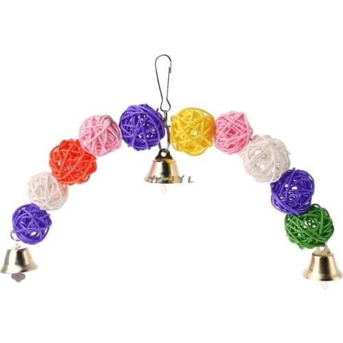 Bird Parrot Chew Toys Bite Rattan Teeth Grinding Ball Bell Attractive Parakeet Stand Toys