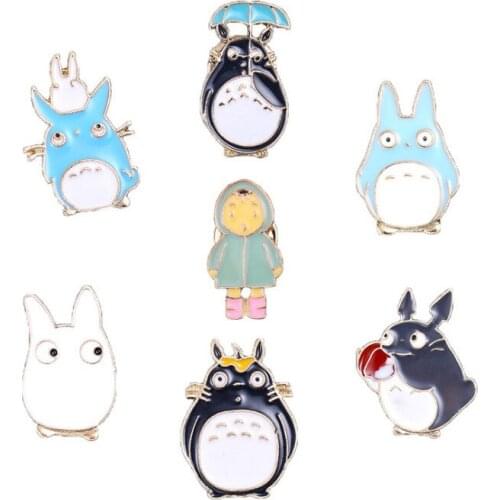 1PC Trendy Kawaii Comic Totoro Enamel Pins Brooches Women Men Cartoon Animal Cat Shirt Bag Badge Collar Pin Jewelry Gift P112
