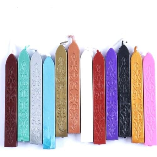 12 colors Vintage Retro Sealing Wax Seal Dedicated Beeswax Stick Wax Strips Paint Stamp Rod Wax Grip Mount for Stamps
