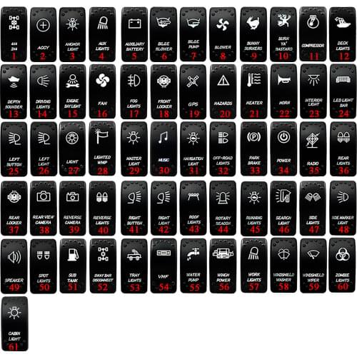 3 Pin-On Off-SPST-12V 24V White Led Light Rocker Switch Marine Yacht for Car Boat Truck Caravan 4x4 Carling Narva Style, 62 Logo
