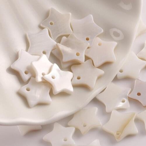 30pcs 12x12x2 mm Natural Mother of Pearl Five-Pointed Star White Shell Beads Charms Bracelet For DIY Jewelry Making Accessories