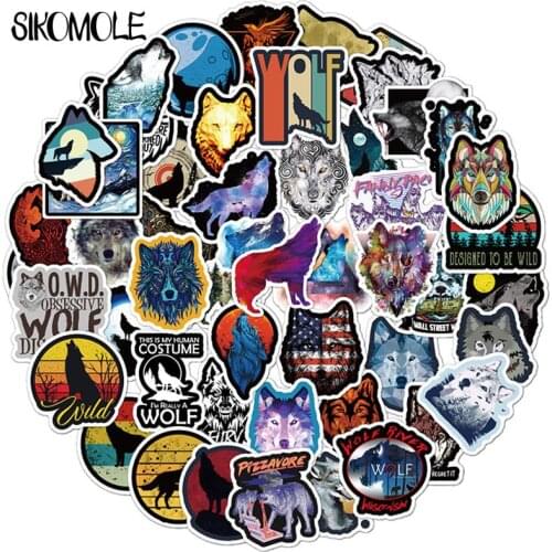 50PCS New Wind Wolf Animal Sticker Suitcase PVC Skateboard Luggage Motorcycle Guitar Kid Boy Vsco Decal Graffiti Stickers F5