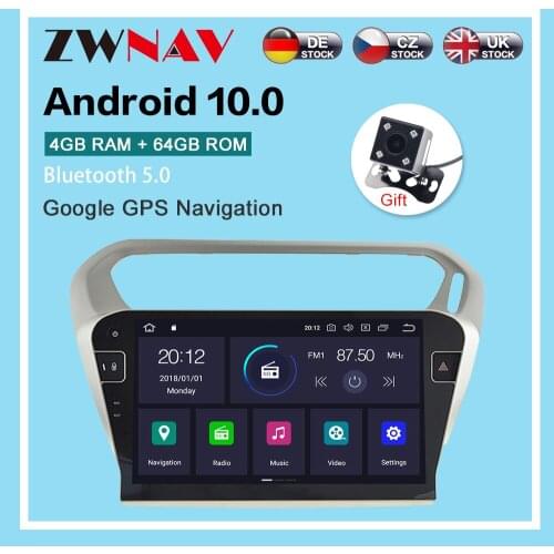 Android 10.0 4+64G Car Radio GPS Navigation for Peugeot 301 2013-2016 Multimedia Player Radio video stereo player head unit dsp