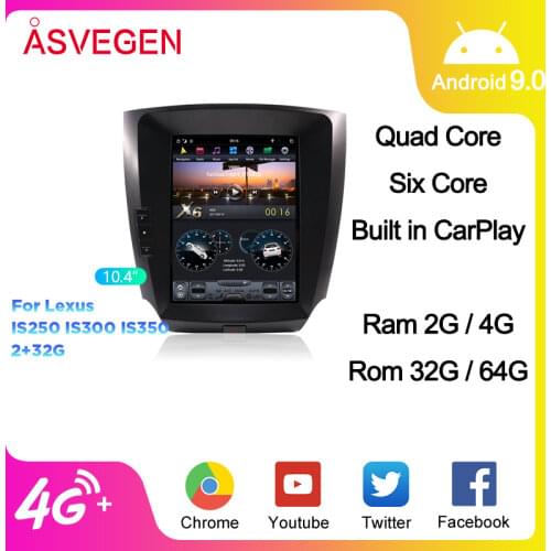 10.4 Inch Android 6.0 Telsa Style Car Multimedia Player For Lexus IS250 IS300 IS350 Ram 2G Rom 32G Car Stereo Video Player