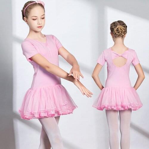 Girls Ballet Dress Gymnastic Children Dancing Training Skirted High Quality Fabric Cotton Dancewear For Kids Ballet Dance Dress