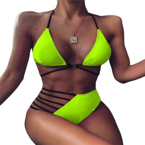 Leopard bikini 2020 women Sexy swimsuit Fluorescence bathing suit Summer beach wear Micro bikini set Hollow Out Bandage Bikini
