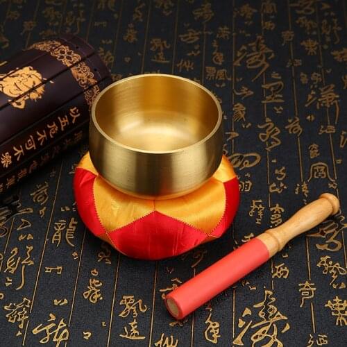 Pure Bowl Copper Bowl Buddha Sound Bowl Practice High-grade Copper Bowl with Plastic Stick Buddhist Supplies