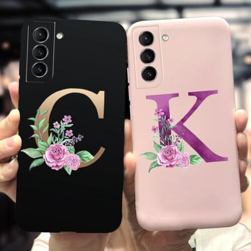For Samsung Galaxy S21 S21 FE S21 Ultra Case Luxury Flower Letter Soft Cover Back Phone Shell For GalaxyS21 Ultra 5G S21FE Funda
