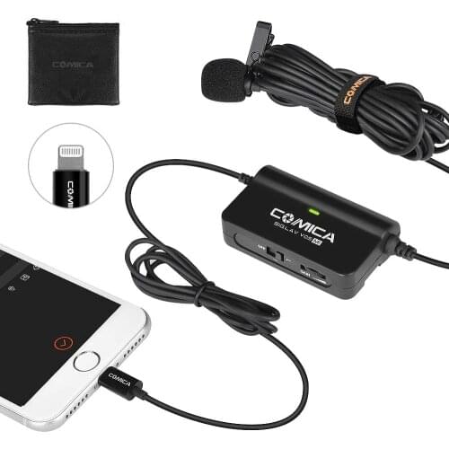 Comica CVM-SIG.LAV V05 MI Omnidirectional Lavalier Lapel Microphone with MFI Certified,Clip on Mic for iPhone, iPad, iPod etc