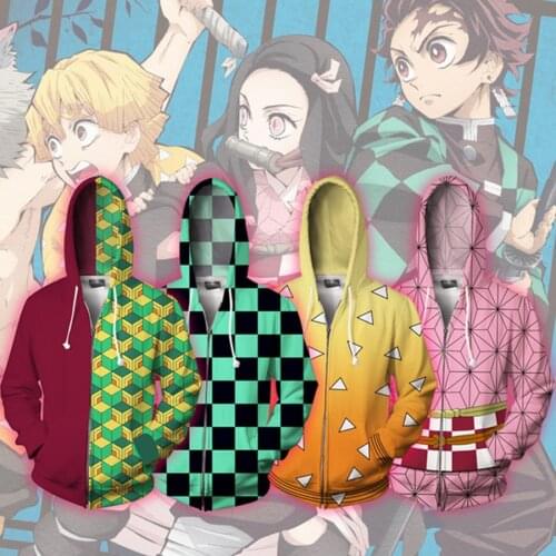 Adullt Kids Anime Sweatshirts Demon Slayer Kimetsu Cosplay Kamado Tanjirou Costume Hoodie Boy Girl Clothes C35A47