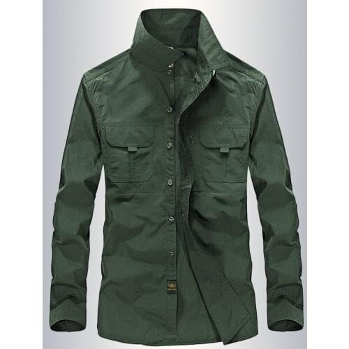 Men Outdoor Cargo Shirts Hiking Fishing Cycling Military Blouse Breathable Quick-drying Long Sleeve Plus Size 4xl Working Camisa