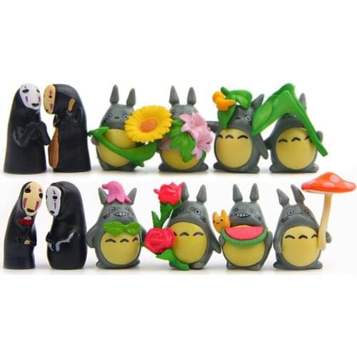 12PCS/set PVC Totoro Faceless Man Figurine Fairy Miniatures Desktop Garden Interior Decoration Crafts Potted Gardening Ornament