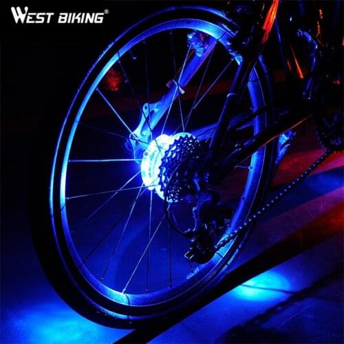 WEST BIKING Bike Wheel Hub Lights LED Cycling Colorful Bicycle Spoke Lights For Safety Warning Lamps Bicycle Tire Accessories