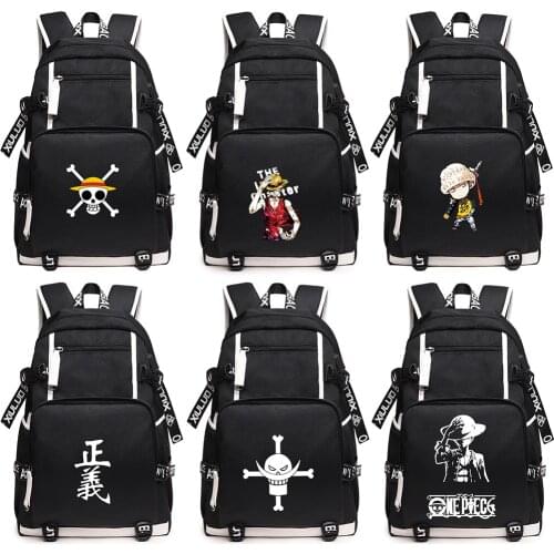 Anime One Piece Luffy Skull Pirate USB Charging Laptop Boy Girl School bag Women Bagpack Teenagers Canvas Men Backpack