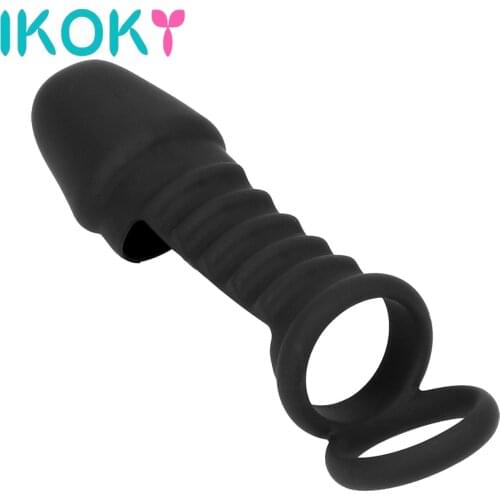 IKOKY Penis Ring Delay Ejaculation Adult Products Penis Extender Enlargement Cock Ring Soft Silicone Reusable Sex Toys for Men