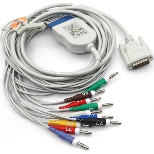 Nihon Kohden ECG-9130 EKG Cable 10 Wires IEC Banana 4.0mm Leads Compatible BA-902D