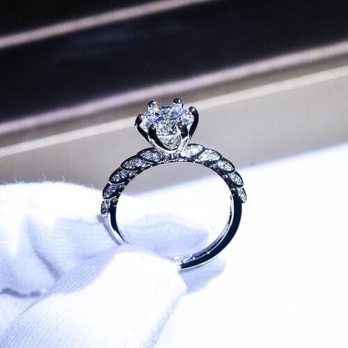 New 925 Sterling Silver Ring Micro-Inlaid Simulation Diamond Ring Woman Charm Jewelry Engagement Gift