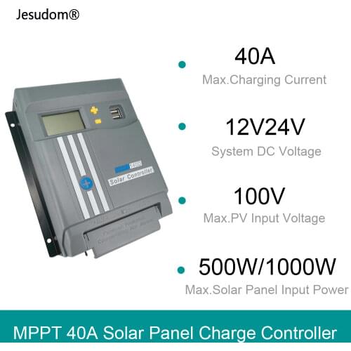 40A with WIFI MPPT LCD Display 12V/24V Solar Panel Battery Regulator Charge Controller MPPT140D Dual USB LifePo4 or Lithium