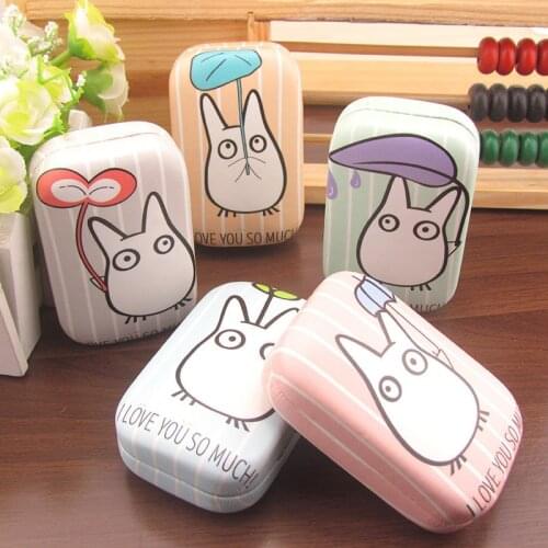 Totoro Cosmetic Contact lens case with mirror colored contact lens case cute Lovely Travel box Eyewear Accessories