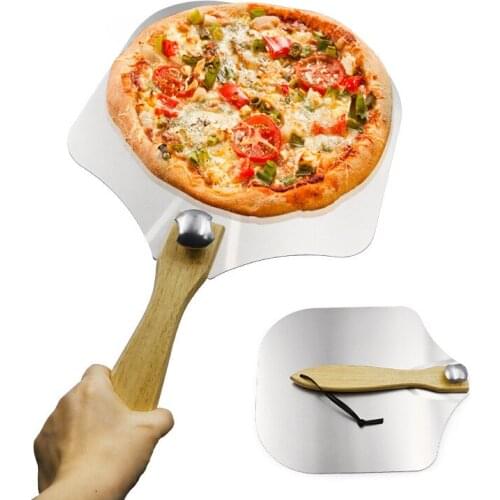 12Inch Transfer Pizza Shovel Baking Tools Aluminum Alloy Cheese Cake Shovel Detachable Folding Wooden Handle Kitchen Accessories