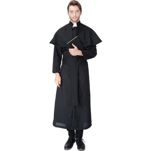 Maria Priest Halloween Masquerade Cosplay Jesus Christ Costume Woman man nun adult Black Nun Robes