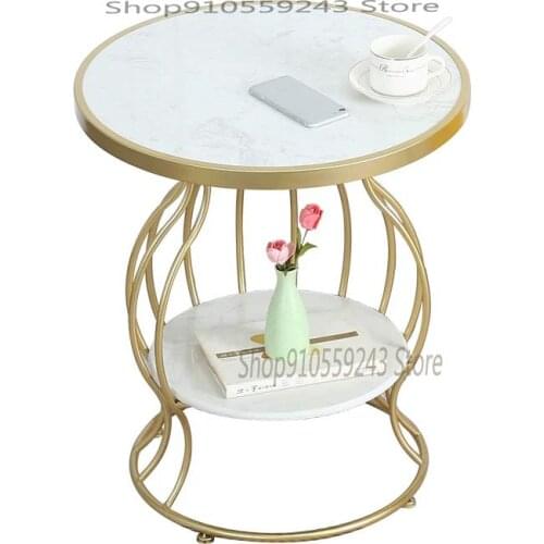Marble Side Table Small Coffee Table Double Living Room Sofa Side Cabinet Corner Table Balcony Small Round Table Simple Modern B