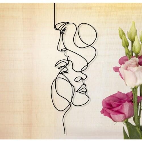 Love Line Wall Art, 2 Faces Metal Wall Art, Minimalist Art, Geometric Art, Lover Gift Idea