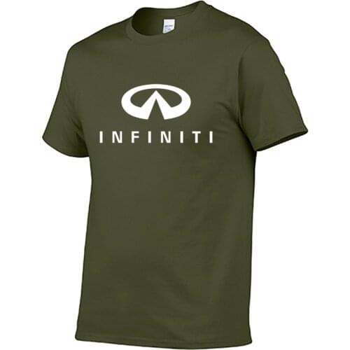 Fashion New Men Short sleeved Infiniti Car Logo Printing Summer Casual Solid Color Short sleeved Cotton Round Neck Men T-shirt