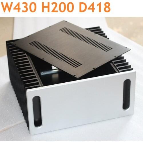New Big Size Radiator Power Amplifier Chassis Class A All Aluminum DIY Enclosure Tube Amplifier Housing W430 H200 D418