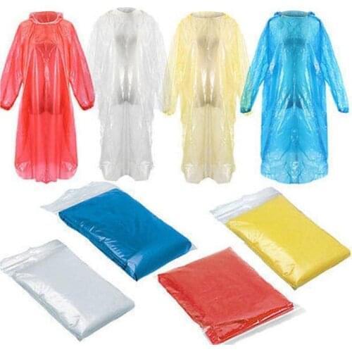 Disposable Hooded Adult Rain Coat Plastic Poncho Emergency Hiking Camping Raincoat Waterproof Whole Body Hoodies Cover Rain Gear