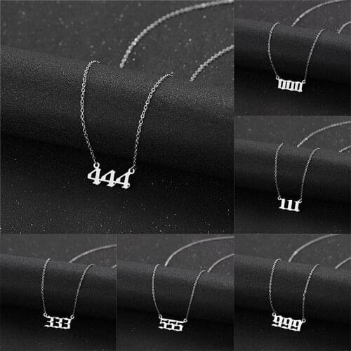 Stainless Steel Lucky Numbers 000 111 222 333 444 555 666 777 888 999 Angel Number Pendant Necklace For Women Men Birthday Gifts