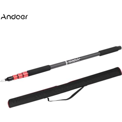 Andoer TP-3000C Portable Carbon Fiber 4-Section Microphone Pole Handheld Sound Recording Grip Support Rod Flash Light Boom