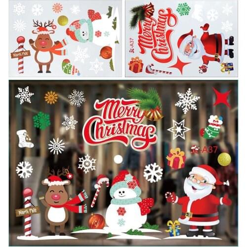 Christmas Removable PVC Static Sticker Window Decals Merry Christmas Decoration Home Kids Room Wall Sticker Navidad New Year